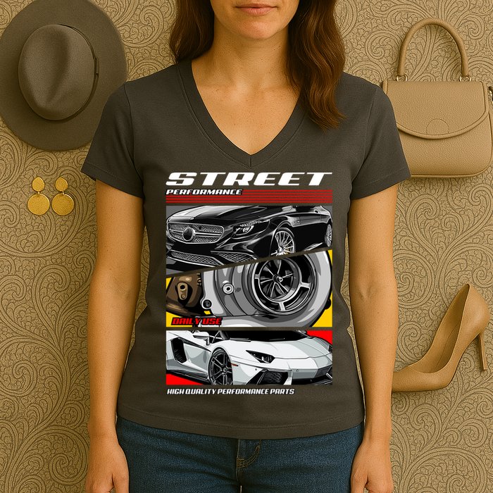 Street Performance Car Turbo Kit Design Women's V-Neck T-Shirt