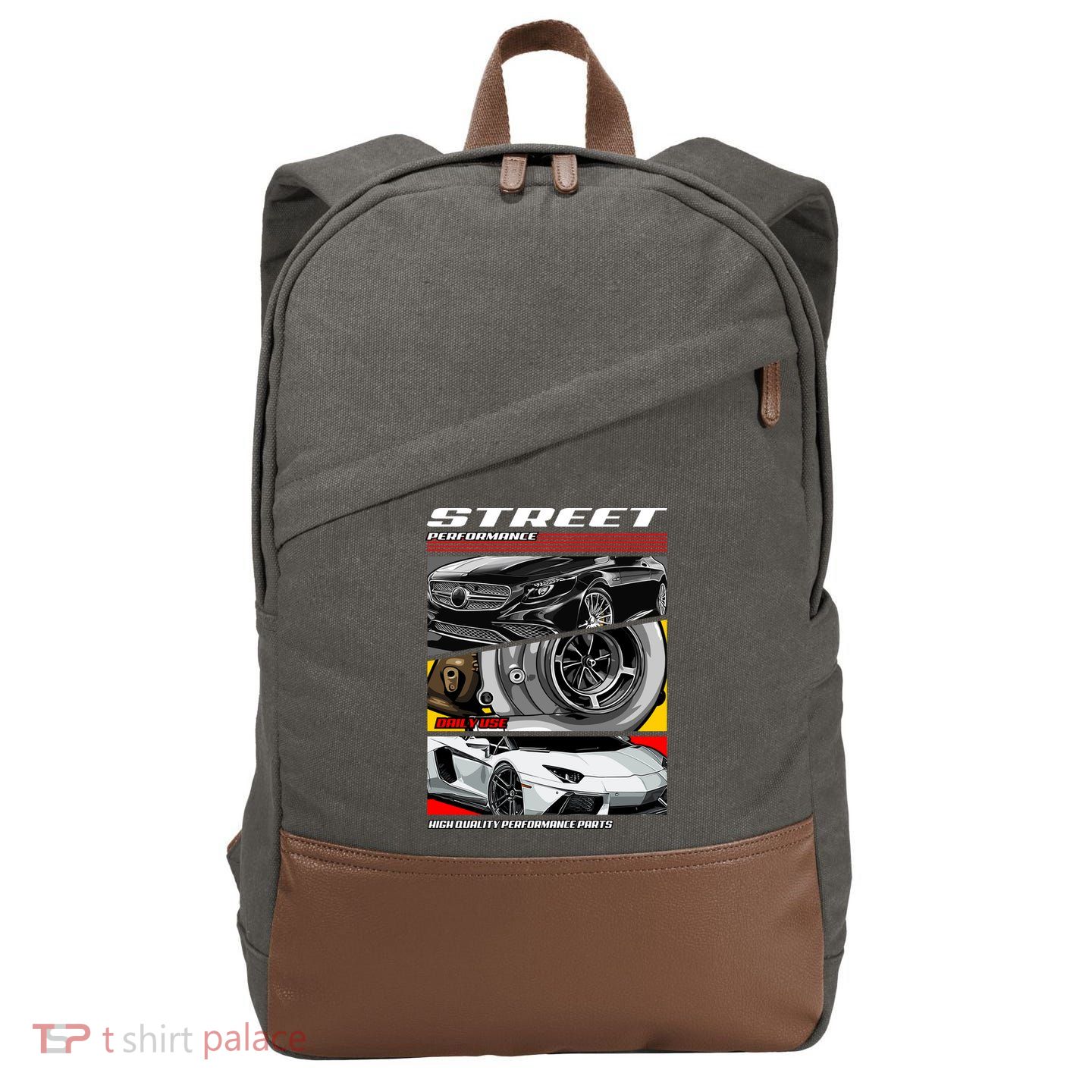 Street Performance Car Turbo Kit Design Cotton Canvas Backpack