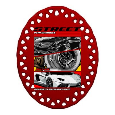 Street Performance Car Turbo Kit Design Ceramic Oval Ornament