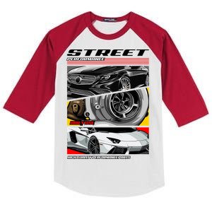 Street Performance Car Turbo Kit Design Kids Colorblock Raglan Jersey