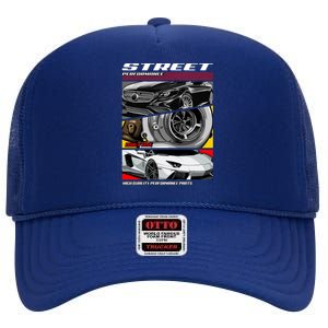 Street Performance Car Turbo Kit Design High Crown Mesh Back Trucker Hat