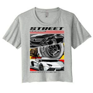 Street Performance Car Turbo Kit Design Women's Crop Top Tee