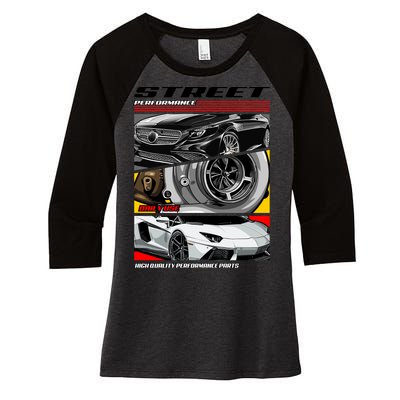 Street Performance Car Turbo Kit Design Women's Tri-Blend 3/4-Sleeve Raglan Shirt