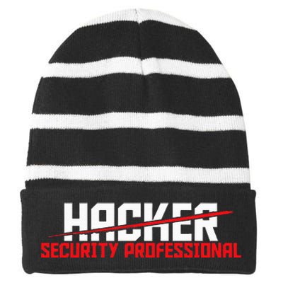 Security Professional Cybersecurity Cyber Hacker Hacking Striped Beanie with Solid Band