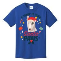 Santa Paws Cute Bull Terrier Santa Claus For Christmas Great Gift Kids T-Shirt