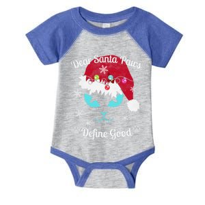 Santa Paws Christmas White And Black Cat Distressed Retro 70s Cute Gift Infant Baby Jersey Bodysuit