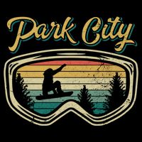 Snowboard Park City Utah Distressed Goggles Big Air Snow Gift Flat Bill Trucker Hat