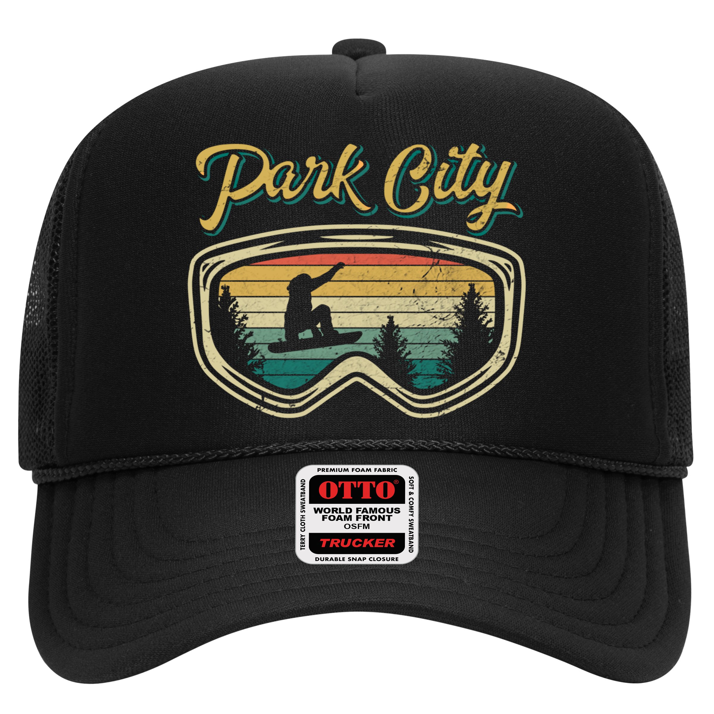 Snowboard Park City Utah Distressed Goggles Big Air Snow Gift Hat