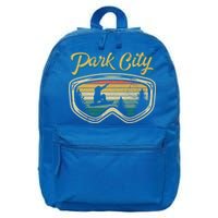 Snowboard Park City Utah Distressed Goggles Big Air Snow Gift 16 in Basic Backpack