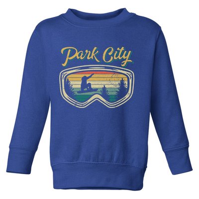 Snowboard Park City Utah Distressed Goggles Big Air Snow Gift Toddler Sweatshirt