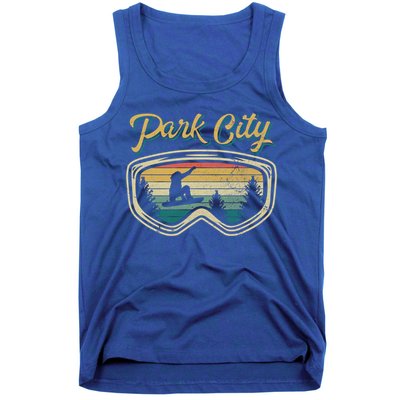 Snowboard Park City Utah Distressed Goggles Big Air Snow Gift Tank Top