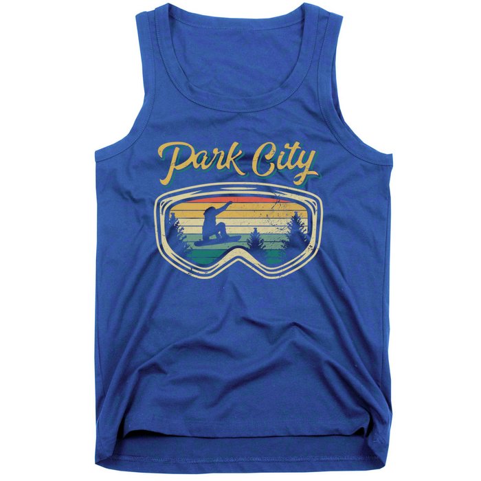 Snowboard Park City Utah Distressed Goggles Big Air Snow Gift Tank Top