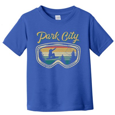 Snowboard Park City Utah Distressed Goggles Big Air Snow Gift Toddler T-Shirt