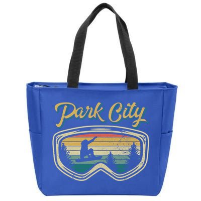 Snowboard Park City Utah Distressed Goggles Big Air Snow Gift Zip Tote Bag