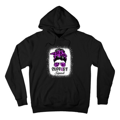 Support Pancreatic Cancer Awareness Messy Bun Ribbon Purple Hoodie