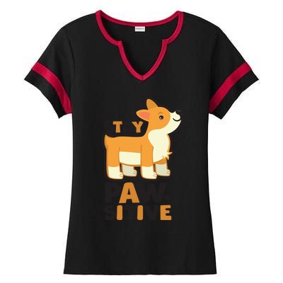 Stay Pawsitive Cool Gift Ladies Halftime Notch Neck Tee