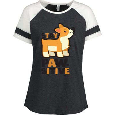 Stay Pawsitive Cool Gift Enza Ladies Jersey Colorblock Tee