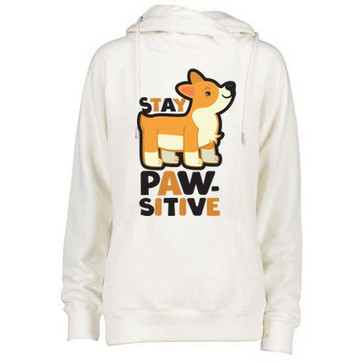 Stay Pawsitive Cool Gift Womens Funnel Neck Pullover Hood