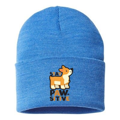 Stay Pawsitive Cool Gift Sustainable Knit Beanie