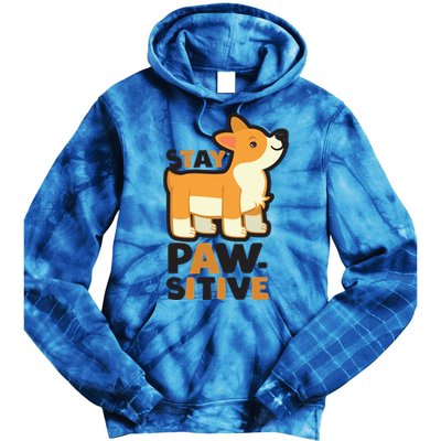 Stay Pawsitive Cool Gift Tie Dye Hoodie