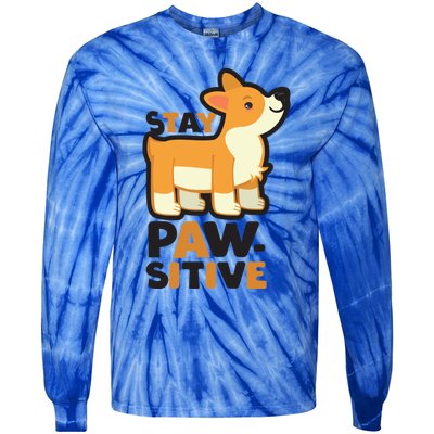 Stay Pawsitive Cool Gift Tie-Dye Long Sleeve Shirt