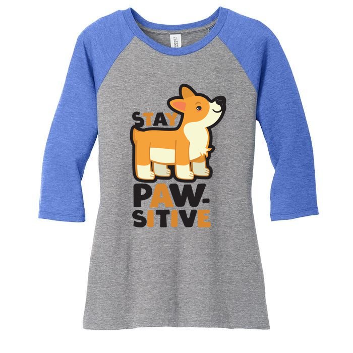 Stay Pawsitive Cool Gift Women's Tri-Blend 3/4-Sleeve Raglan Shirt