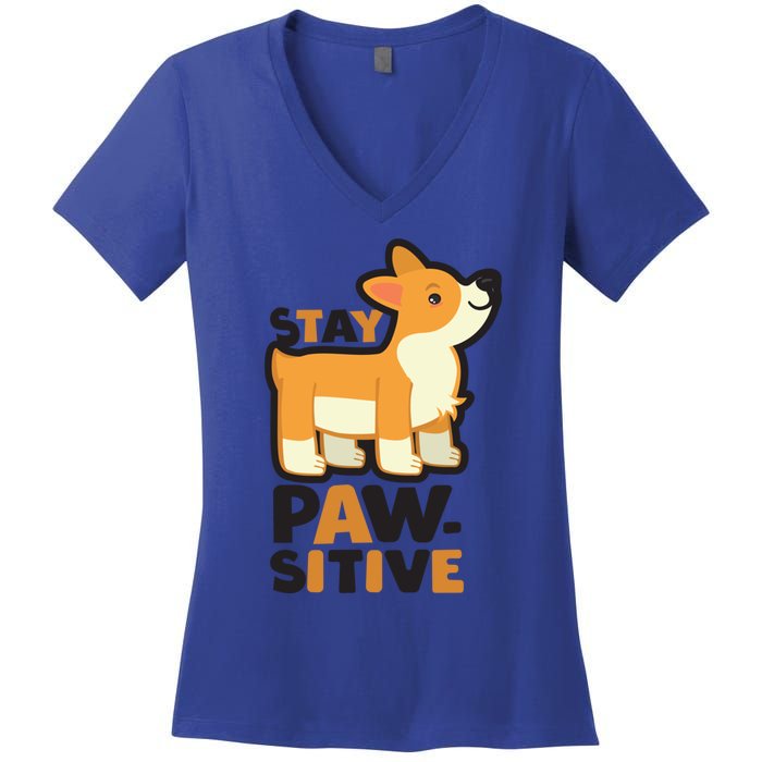 Stay Pawsitive Cool Gift Women's V-Neck T-Shirt