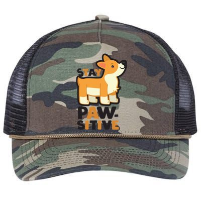 Stay Pawsitive Cool Gift Retro Rope Trucker Hat Cap