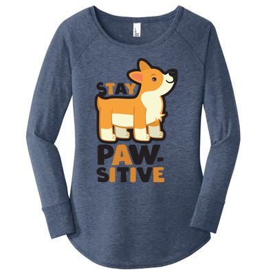 Stay Pawsitive Cool Gift Women's Perfect Tri Tunic Long Sleeve Shirt