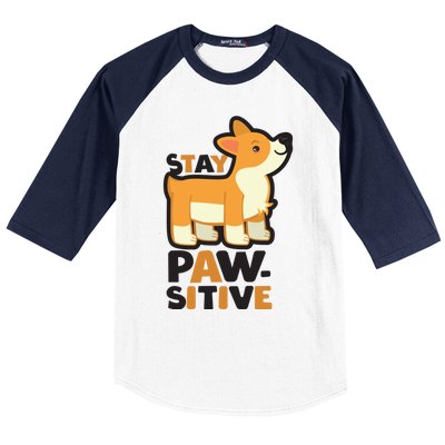 Stay Pawsitive Cool Gift Baseball Sleeve Shirt