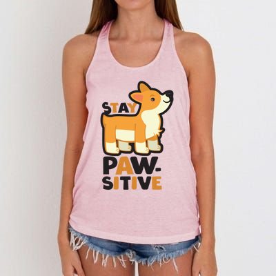 Stay Pawsitive Cool Gift Women's Knotted Racerback Tank