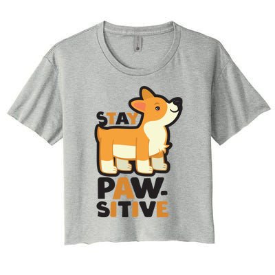 Stay Pawsitive Cool Gift Women's Crop Top Tee