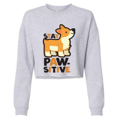 Stay Pawsitive Cool Gift Cropped Pullover Crew