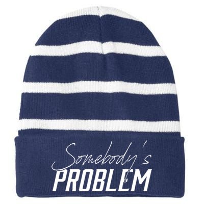 Somebody's Problem Country Striped Beanie with Solid Band