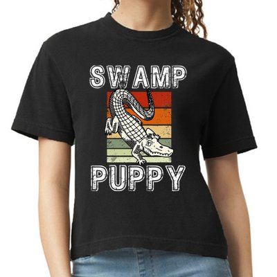 Swamp Puppy Cute Funny Sarcastic Alligator Crocodile Comfort Colors Boxy T-Shirt