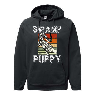 Swamp Puppy Cute Funny Sarcastic Alligator Crocodile Performance Fleece Hoodie