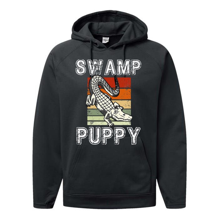 Swamp Puppy Cute Funny Sarcastic Alligator Crocodile Performance Fleece Hoodie