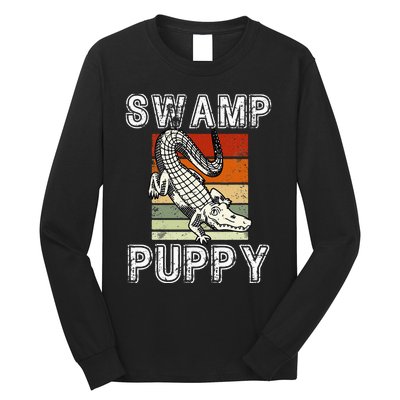 Swamp Puppy Cute Funny Sarcastic Alligator Crocodile Long Sleeve Shirt