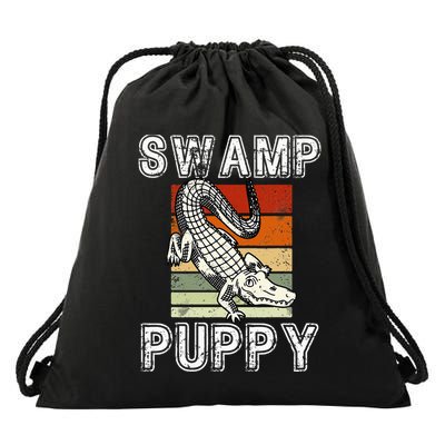 Swamp Puppy Cute Funny Sarcastic Alligator Crocodile Drawstring Bag