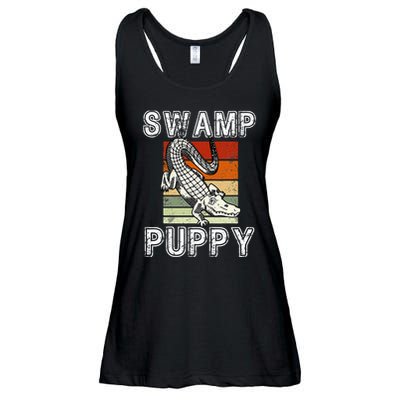 Swamp Puppy Cute Funny Sarcastic Alligator Crocodile Ladies Essential Flowy Tank