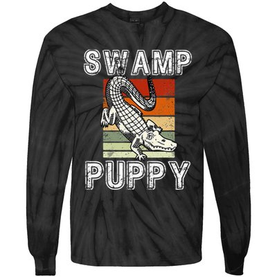 Swamp Puppy Cute Funny Sarcastic Alligator Crocodile Tie-Dye Long Sleeve Shirt