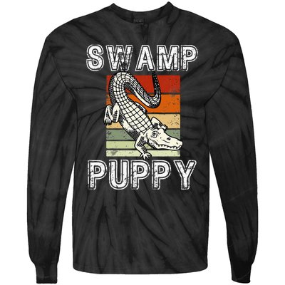 Swamp Puppy Cute Funny Sarcastic Alligator Crocodile Tie-Dye Long Sleeve Shirt