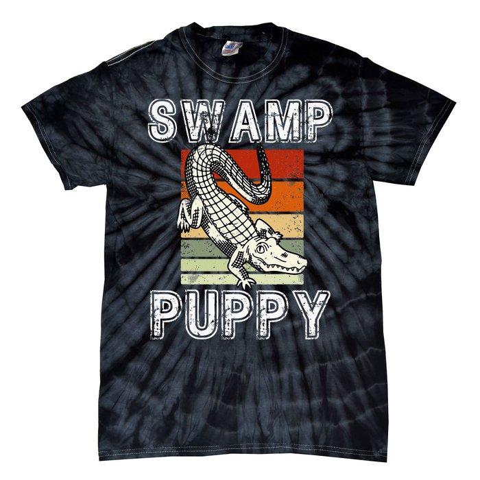 Swamp Puppy Cute Funny Sarcastic Alligator Crocodile Tie-Dye T-Shirt