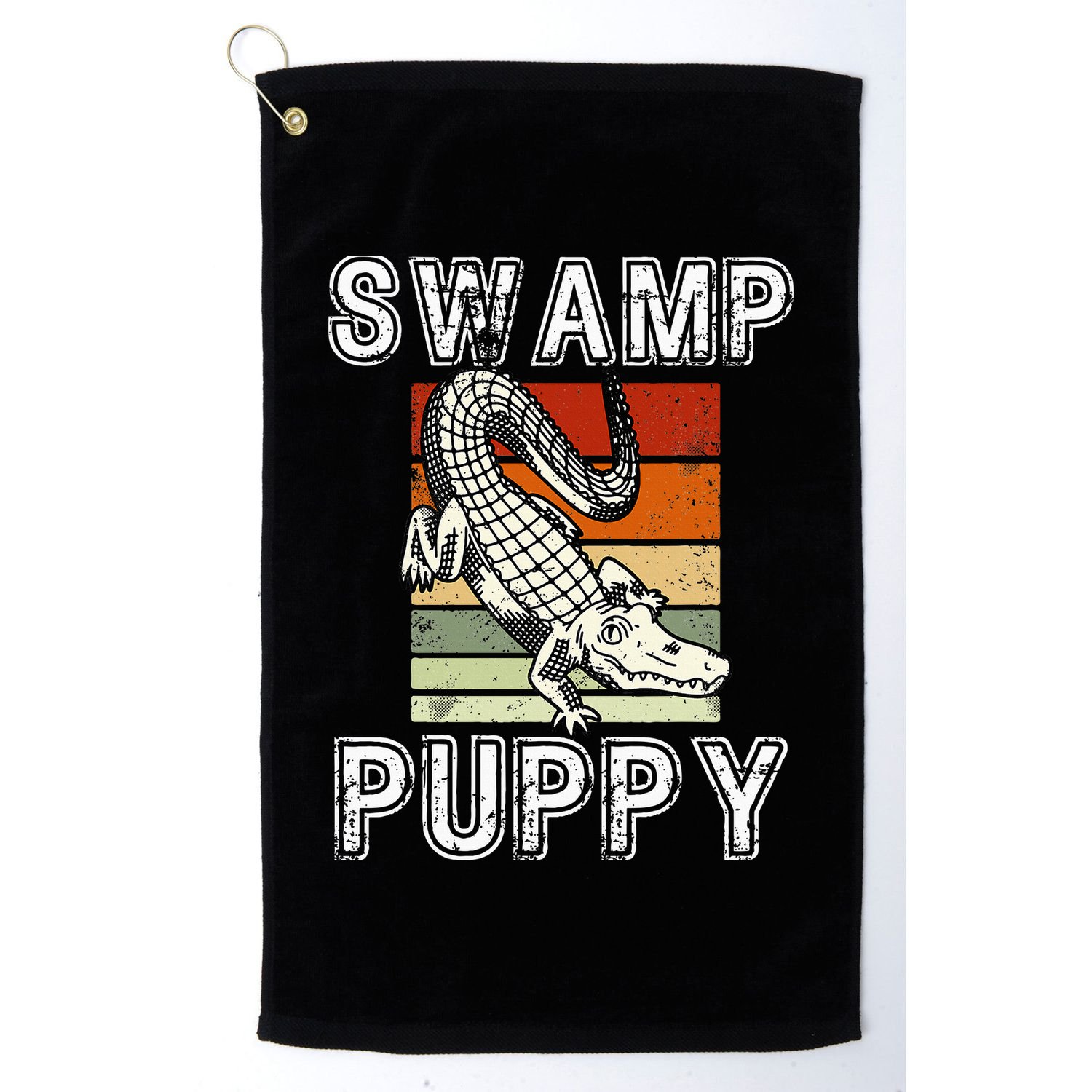 Swamp Puppy Cute Funny Sarcastic Alligator Crocodile Golf Towel