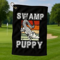 Swamp Puppy Cute Funny Sarcastic Alligator Crocodile Golf Towel