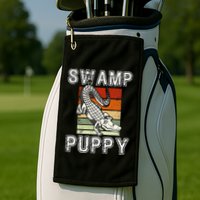 Swamp Puppy Cute Funny Sarcastic Alligator Crocodile Golf Towel