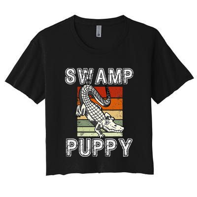 Swamp Puppy Cute Funny Sarcastic Alligator Crocodile Crop Top