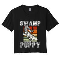 Swamp Puppy Cute Funny Sarcastic Alligator Crocodile Crop Top