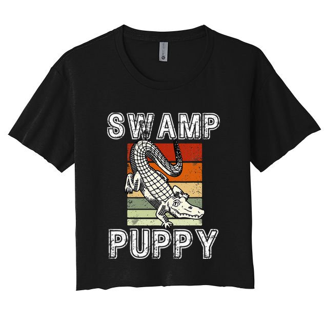 Swamp Puppy Cute Funny Sarcastic Alligator Crocodile Crop Top