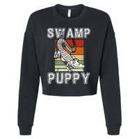 Swamp Puppy Cute Funny Sarcastic Alligator Crocodile Cropped Pullover Crew
